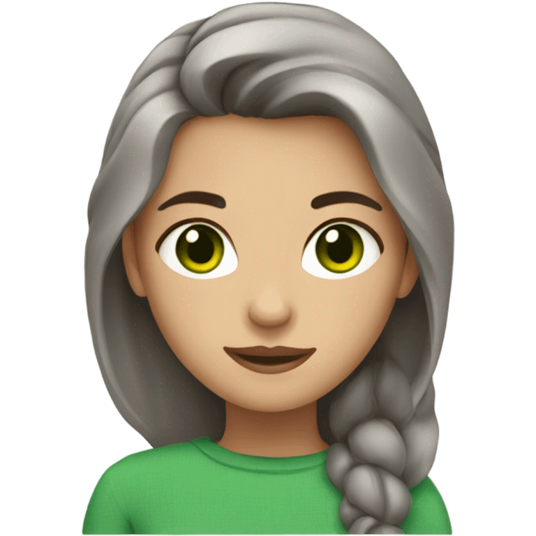 girl with brown and gray hair and green eyes emoji