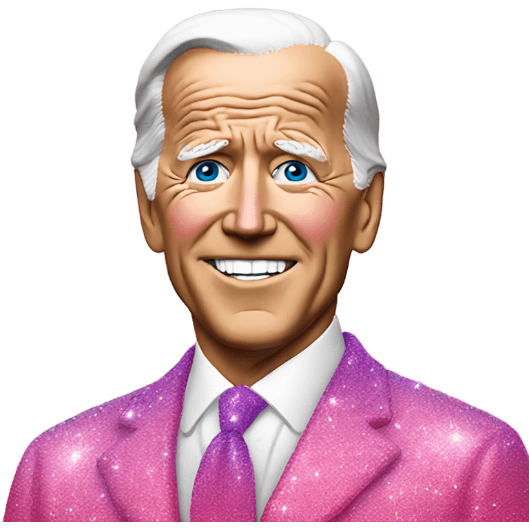 Pink ombre Joe Biden statue with glitter emoji