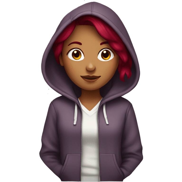 girl with burgundy hair with a hoodie emoji