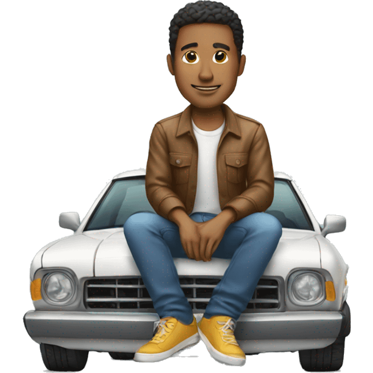 man sitting on top of car emoji