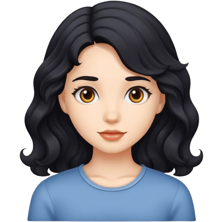 Girl with wavy black hair emoji