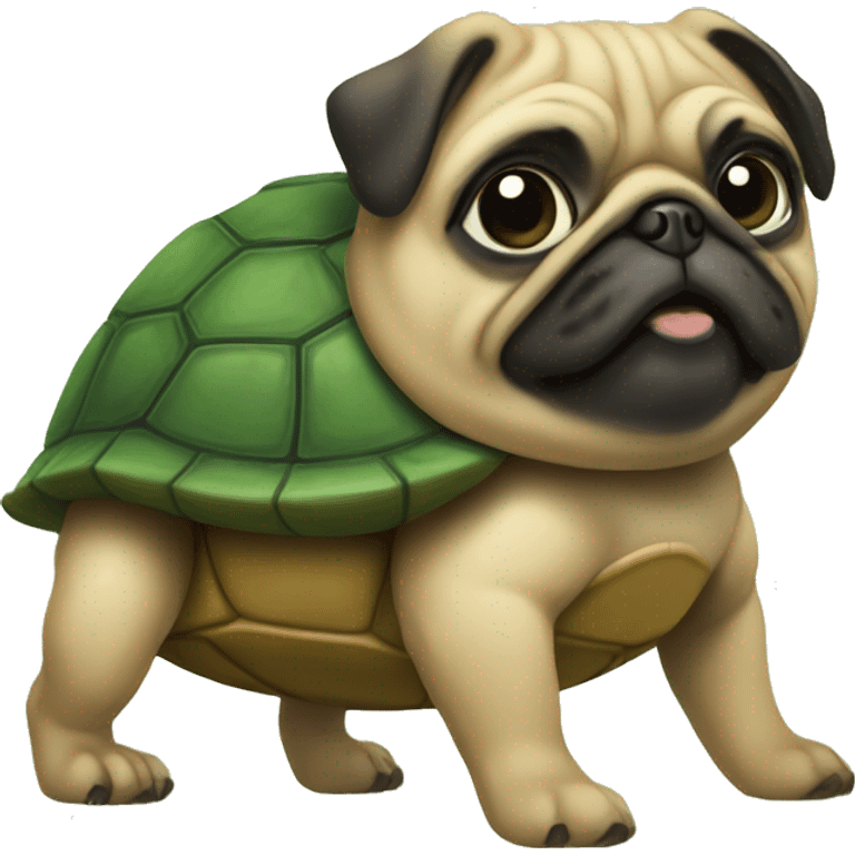 A pug on the back of a turtle. emoji