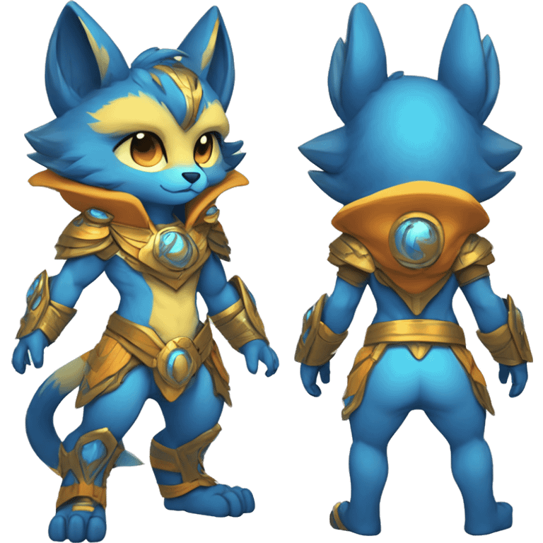 Anthro-Edgy-Cool-Blue-Yellow-Sand-Orange-Contrast-Colors-Fantasy-Fur-Sona-Chibi-Shiny-Fakémon-Hybrid full body emoji