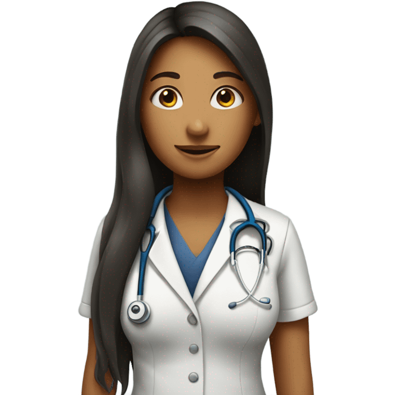 A long haired girl wearing a stethescope  emoji