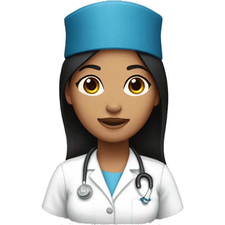 Female Nurse  with black hair and cap emoji