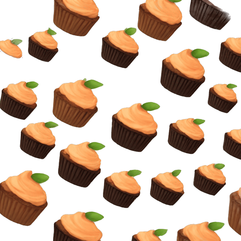 Chocolate peach cupcake emoji