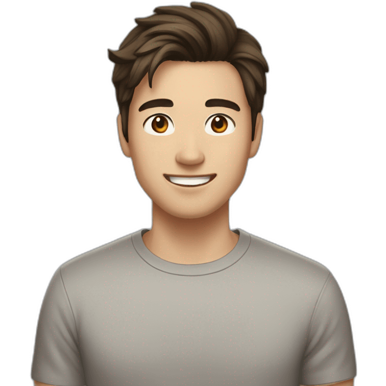 guy with brown hair, medium length hair, in his 20s, asian, smiling,  emoji