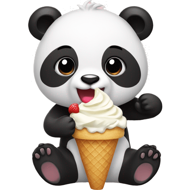 Panda eating ice cream emoji