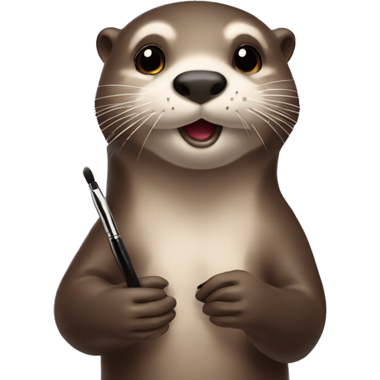 Otter putting on makeup emoji