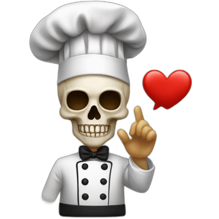 skull chef blowing a kiss heart emoji