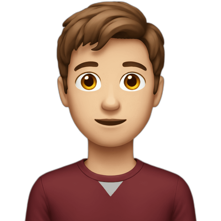 brown hair teenage boy with maroon shirt emoji