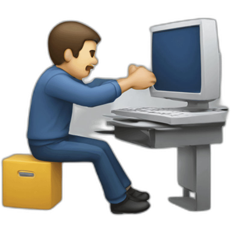 man kicking a computer emoji