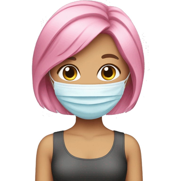 pink hair girl with a face mask emoji