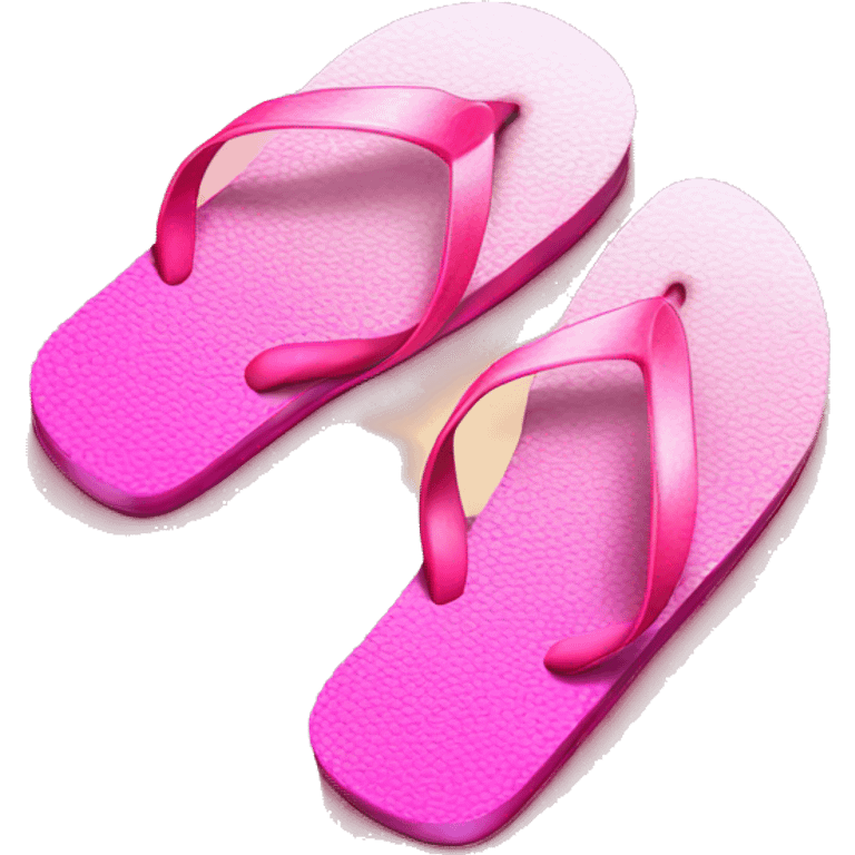 Realistic pink gradient pair of summer flip flops isolated. emoji