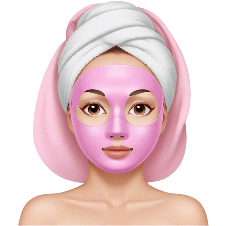 Lady with pastel pink face mask spa beauty full face relaxing emoji