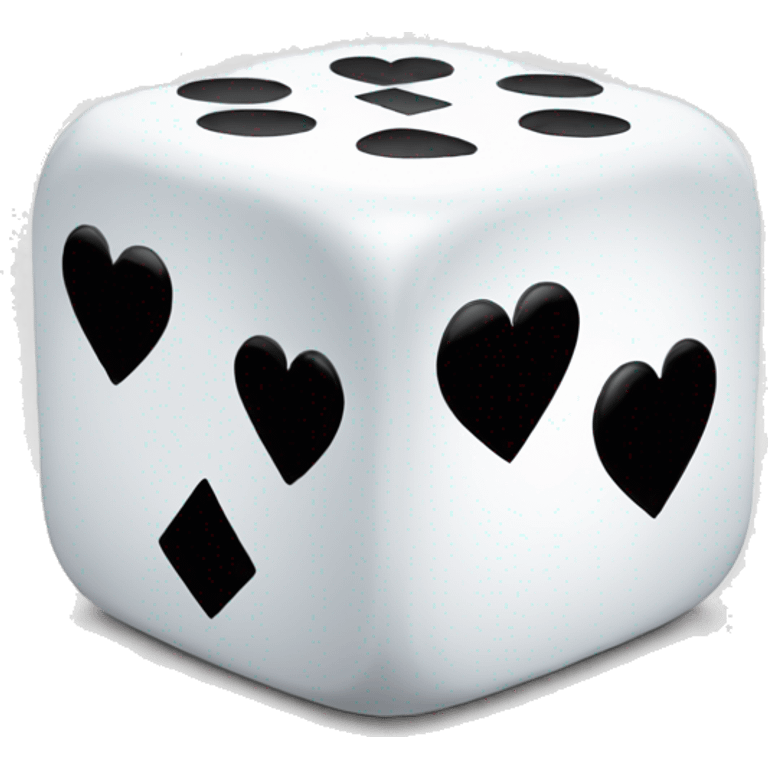 White dice with black hearts emoji