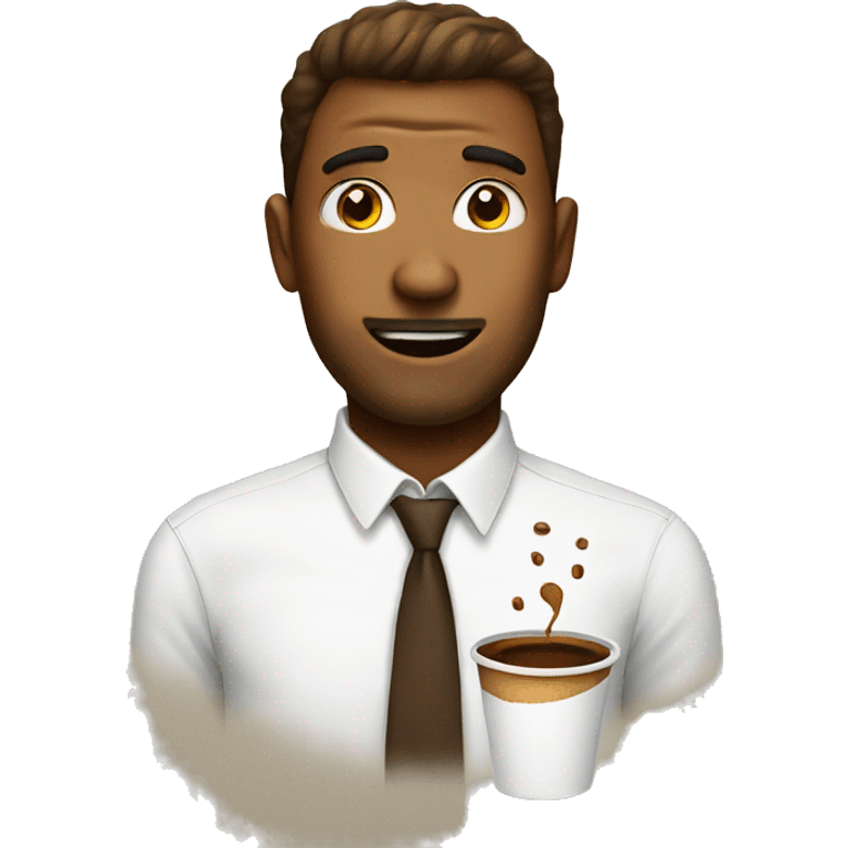 Man with coffee stain on his shirt emoji