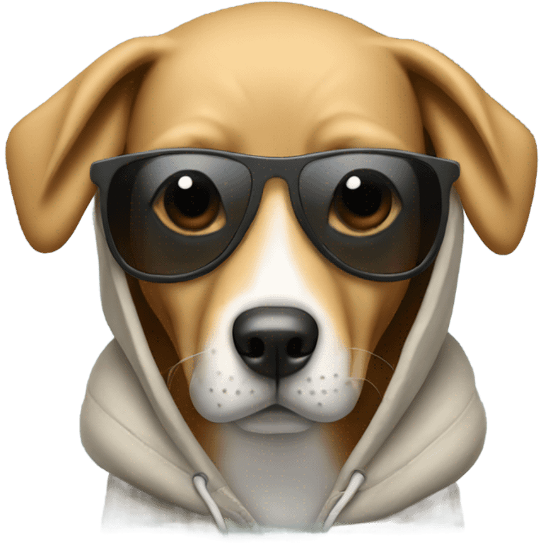 Make a dog wearing sunglasses and a hoodie emoji