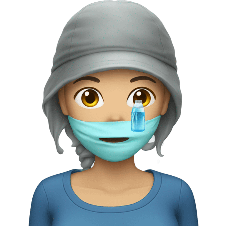 Woman spraying water out of her pockets emoji