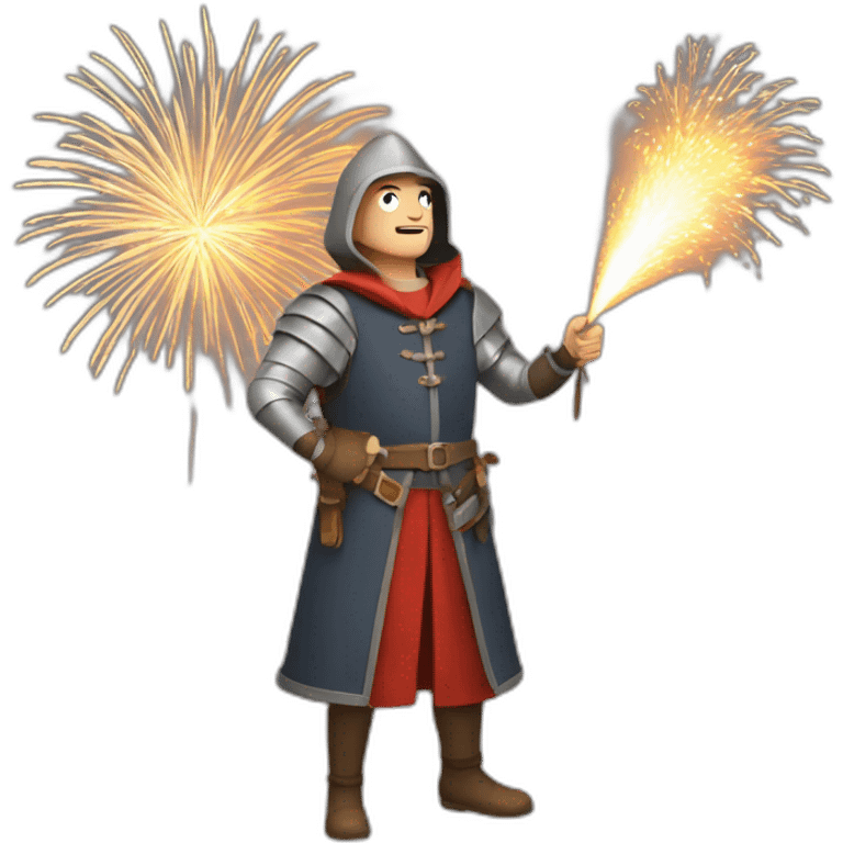 medieval Pyrotechnician seeing some fireworks go off in front of him emoji