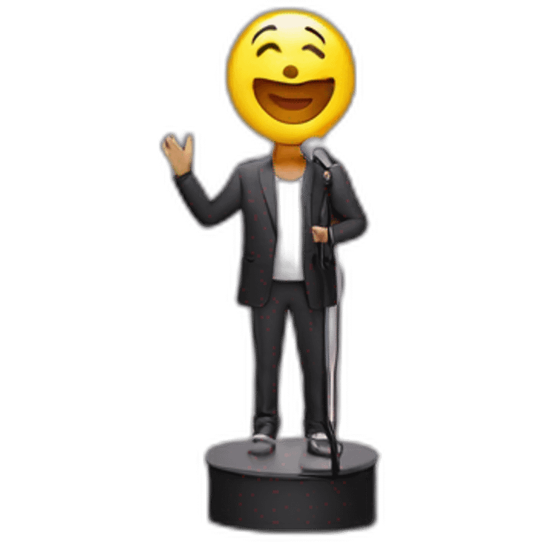 Person star on show stage spotlight with microphone stand emoji