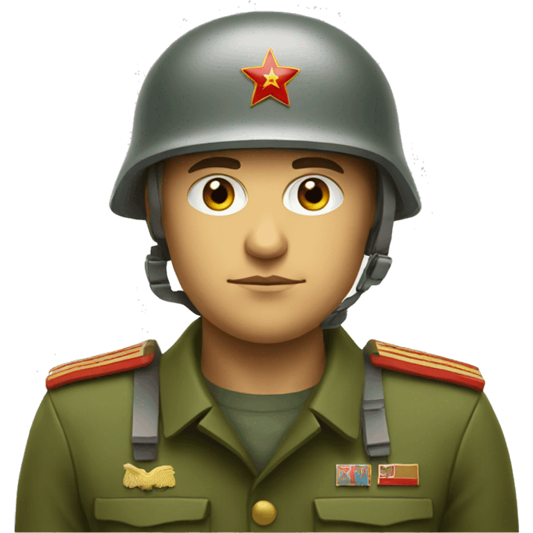 ussr soldier serious with military helmet emoji