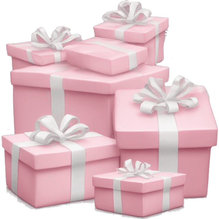 Light pink Christmas gifts under a white Christmas tree  emoji