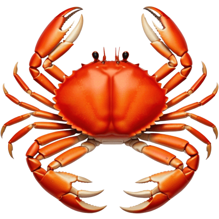 Cinematic rich crab legs, bright red shell glistening, cracked open to reveal tender white meat, warm golden highlights, detailed and delicious. emoji