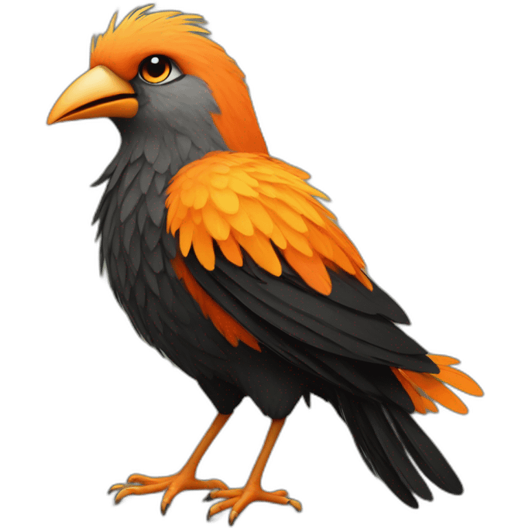 anthropomorphic bird with orange and black feathers emoji