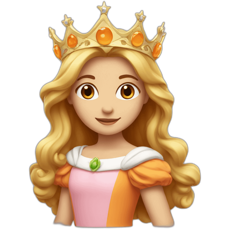 Princesse daisy with à crown with à orange dress and long hair emoji