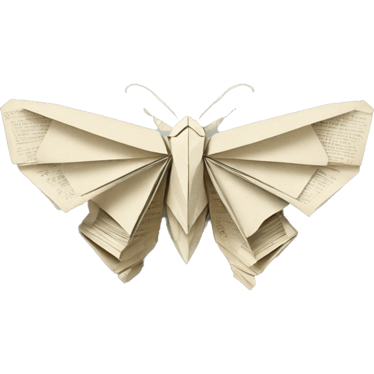 Moth made out of a book, book, newspaper, origami emoji