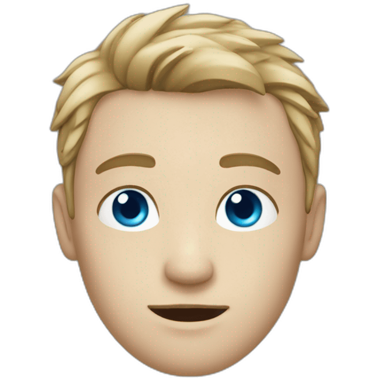 White male, blue eyes, drown hair emoji