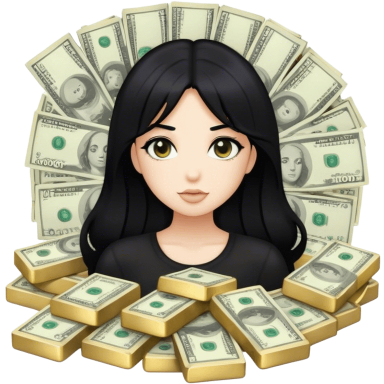 girl with black hair and blonde money pieces emoji