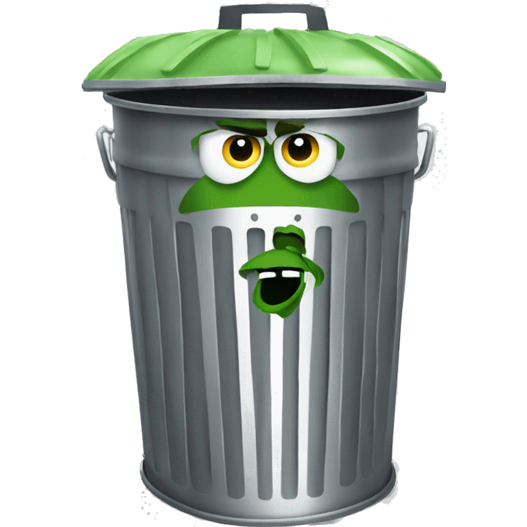 oscar the grouch inside metal trash can emoji