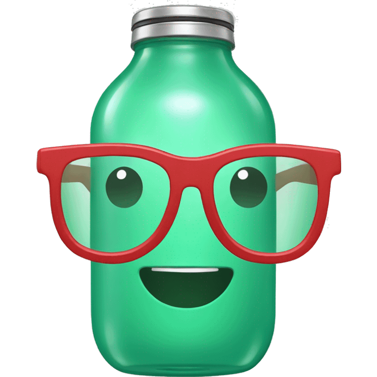 green water bottle with glasses emoji