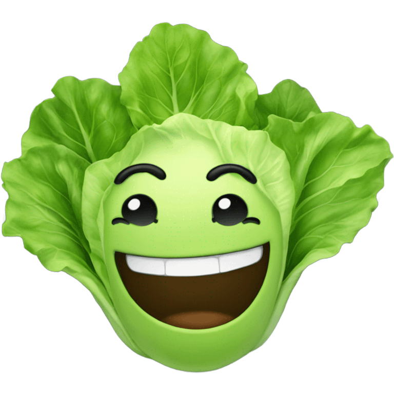 lettuce with a happy face holds a mirror in his hand and looks at it emoji