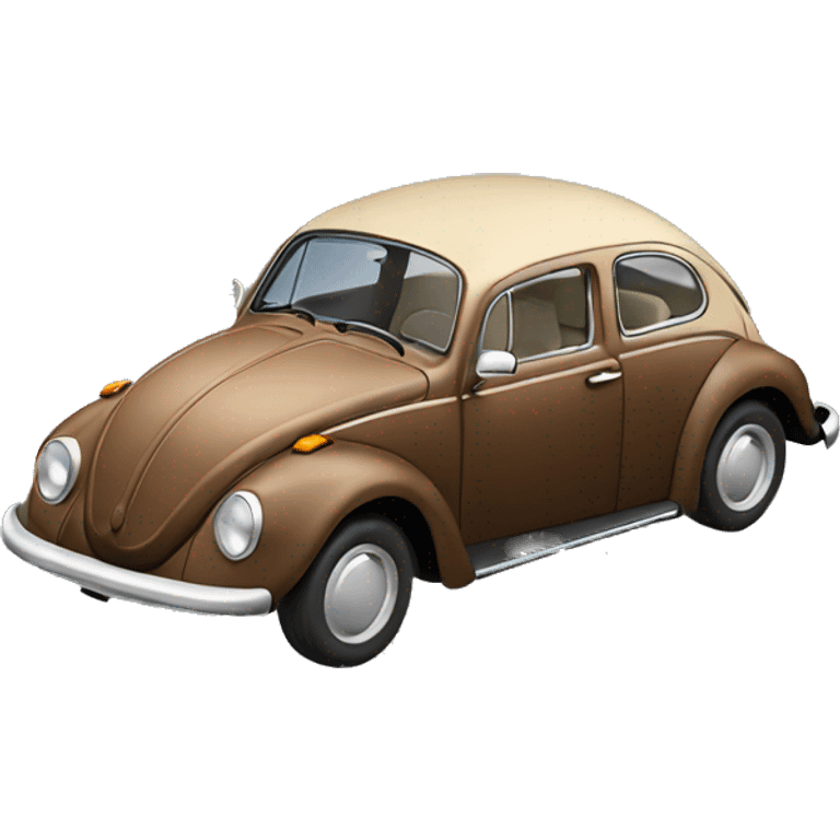 brown vw beetle with beige roof (side perspective) emoji