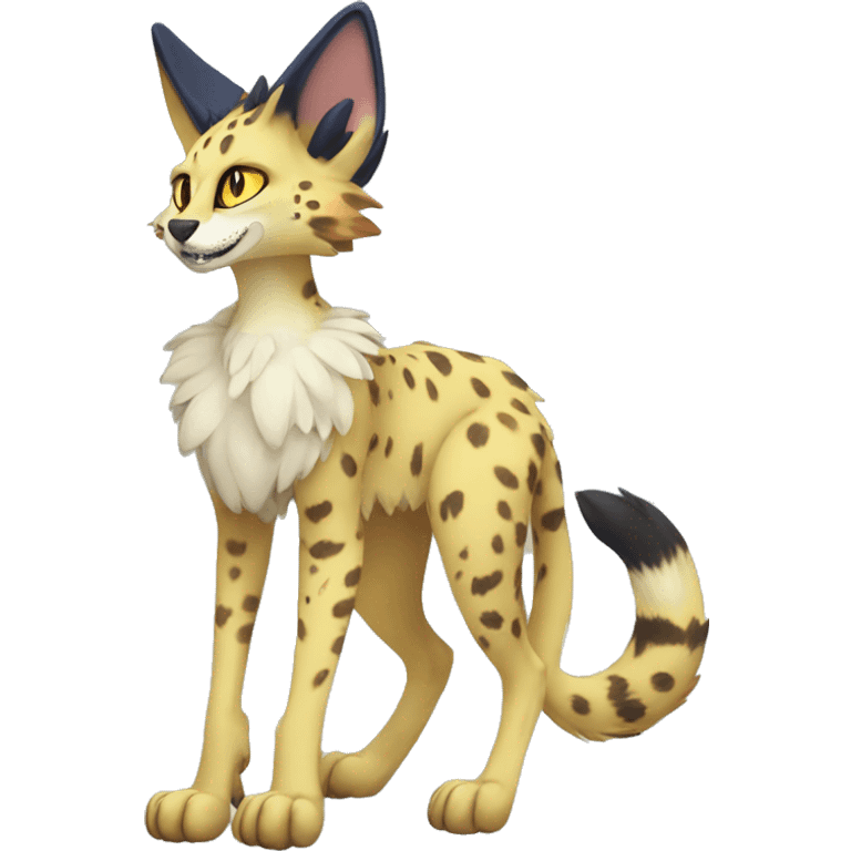 Anthro Epic Beautiful Handsome Pretty Colorful Sergal-Serval-Vernid full body emoji