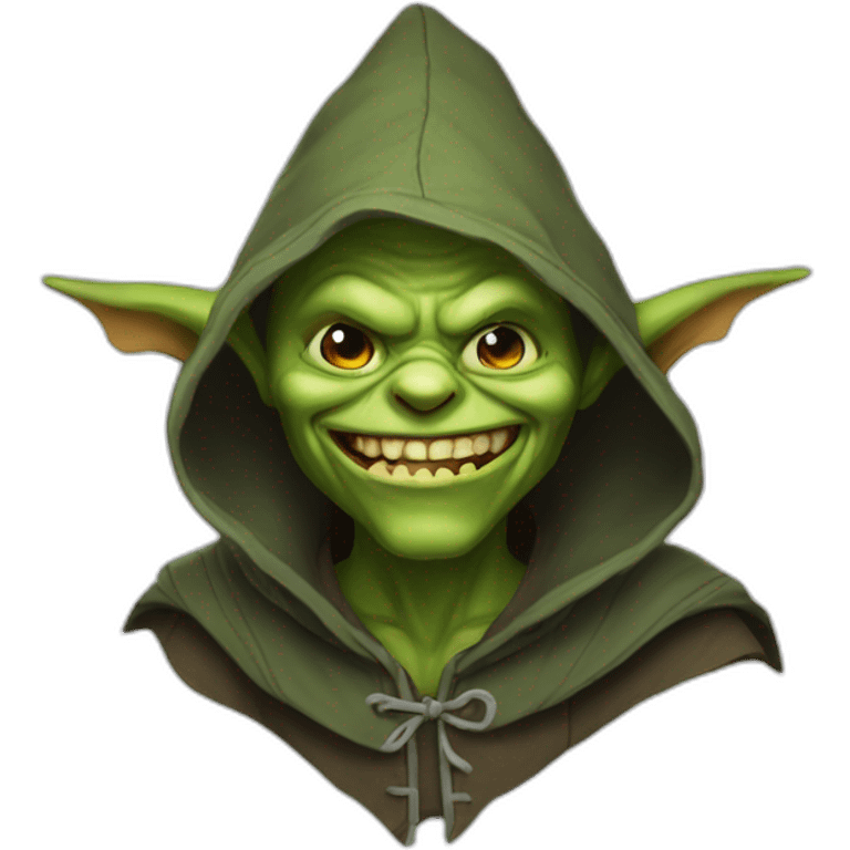 hooded goblin just goofing around he nice emoji