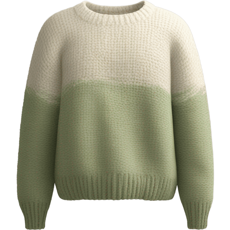 Sage and White cropped oversize wool sweater, isolated emoji