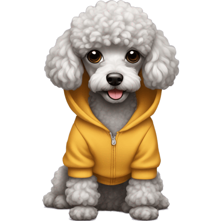 miniature poodle wearing a hoodie emoji