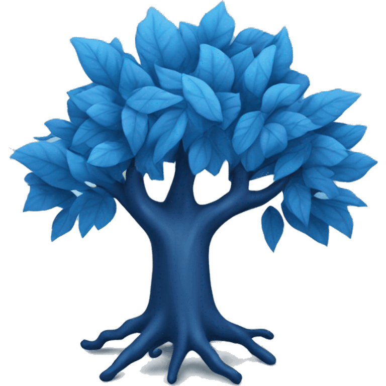 blue tree with leaves emoji