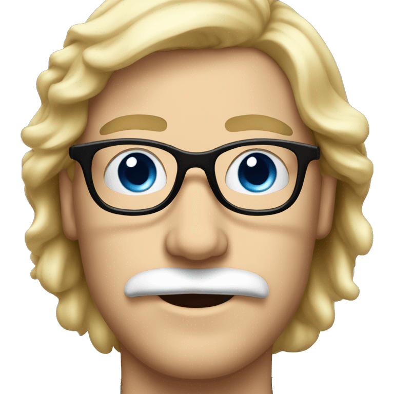 Blond moustache, eyeglasses and blue eyes emoji