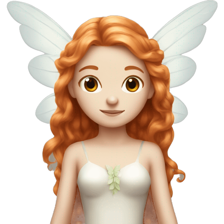 a white skin fairy, long ginger hair and wings emoji