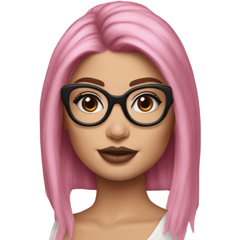 Hyper Realistic kylie jenner stylish pink hair blue eyes and glasses  emoji