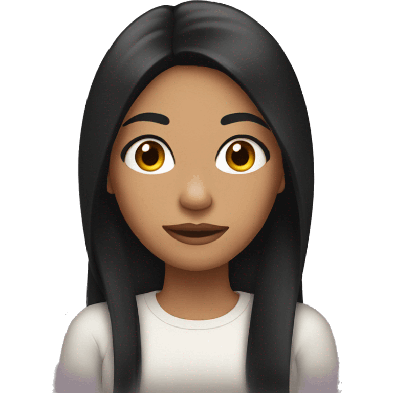 Tan woman with long black hair and long eyelashes  emoji