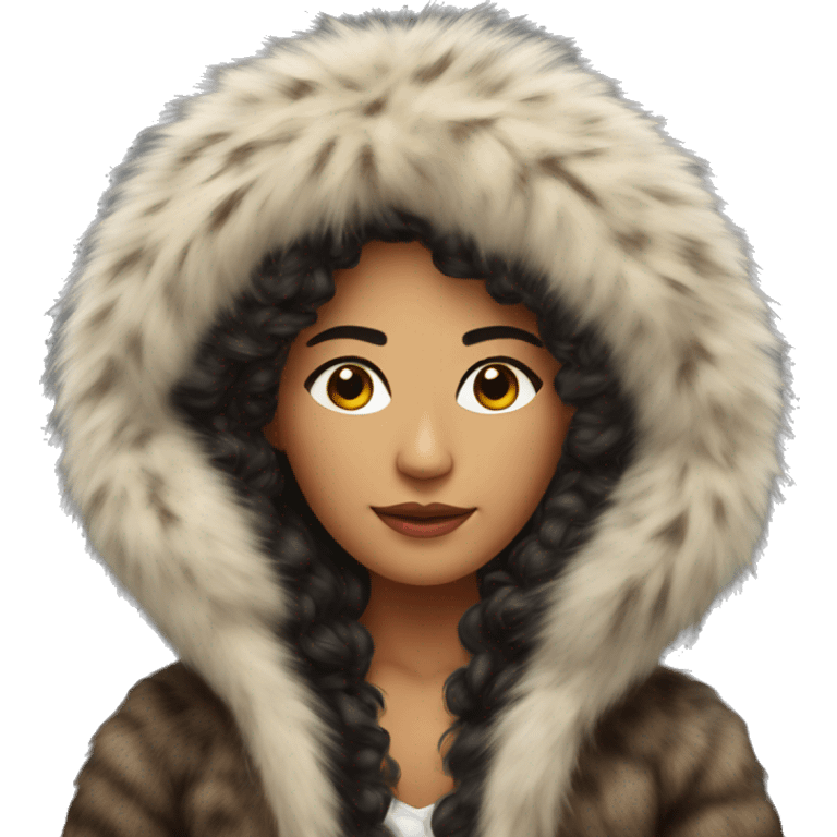 Realistic gorgeous Hispanic with fur coat  emoji