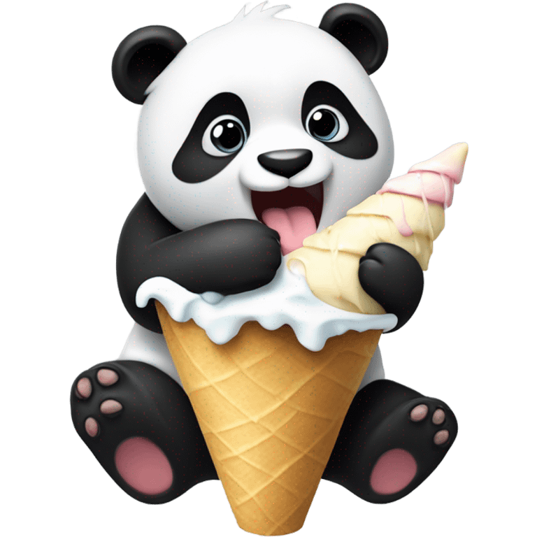 Panda eating ice cream emoji