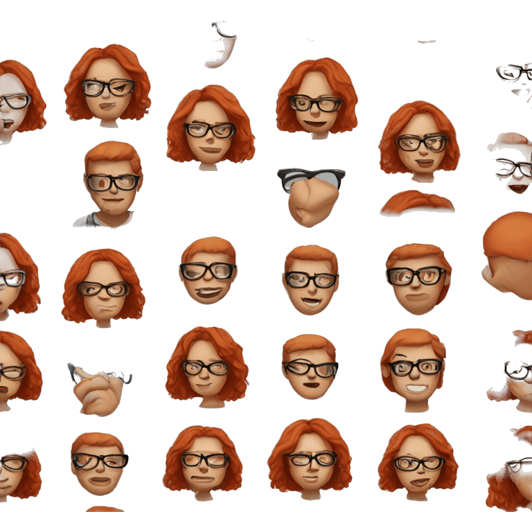 red head with glasses, music emoji