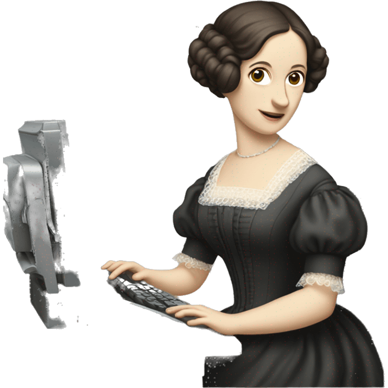 historical figure Ada Lovelace typing on a computer emoji